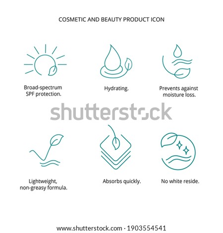 Cosmetic and beauty product icon set for web, packaging design. Vector stock illustration isolated on white background.