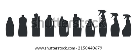 Recycle cleaning bottle silhouette and garbage recycling icon concept of waste sorting. Vector stock illustration isolated on white background for packaging logo print. EPS10 