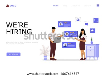 Hiring and Recruitment Vector Illustration Concept, Suitable for web landing page, ui, mobile app, editorial design, flyer, banner, and other related occasion