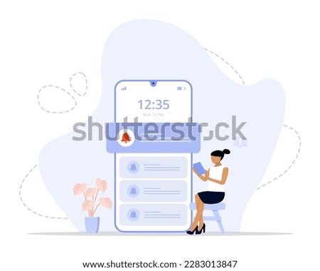 Push notifications concept illustration. Suitable for landing page, ui, web, App intro card, editorial, flyer, and banner.