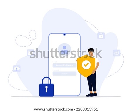 Global data security, personal data security, cyber data security online concept illustration. Suitable for landing page, ui, web, App intro card, editorial, flyer, and banner.