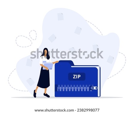 Zip file concept illustration. Suitable for landing page, ui, web, App intro card, editorial, flyer, and banner.
