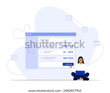 Add tasks concept illustration. Suitable for landing page, ui, web, App intro card, editorial, flyer, and banner.