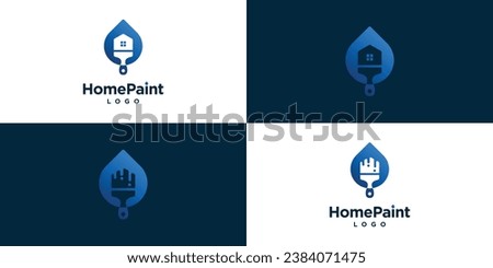 Home Paint Logo Design. Painbrush Water Decoration Vector Illustration.
