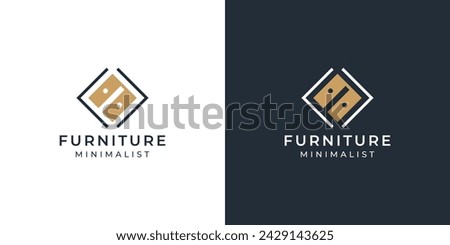 Creative Furniture Minimalist Logo. Letter F in Negative Space. Furniture Wardrobe Logo Icon Symbol Vector Design Template.