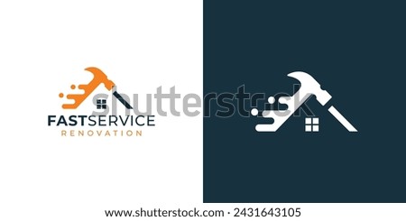 Creative Fast Service Logo. Fast Build, Renovation, Home Service with Minimalist Style. Construction Logo Icon Symbol Vector Design Template.