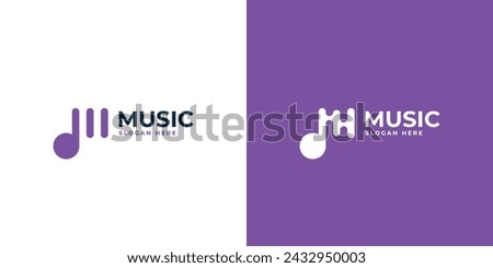 Creative Music Logo. Abstract Letter M Initial and Musical Note Symbol with Modern Style. Audio Icon Symbol Vector Design Template.