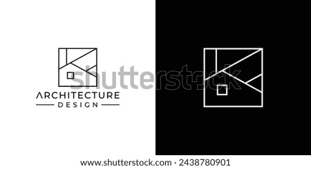 Creative Architecture Design Logo. Architect House, Architectural, Construction with Linear Outline Style. Minimalist Interior Logo Icon Symbol Vector Design Template.