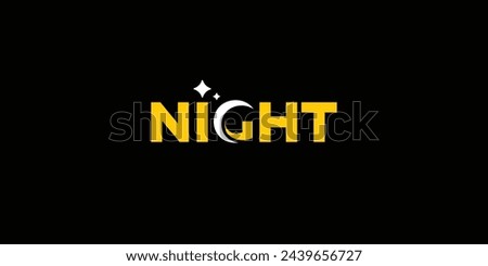 Creative Night Wordmark Logo. The letter G is the Moon and the Dot Above the Letter I is the Star. Night Logo Icon Symbol Vector Background Design Inspiration.