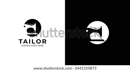 Creative Tailor Shop Logo. Sewing Machine with Minimalist Style. Tailor Shop Logo Icon Symbol Vector Design Inspiration.