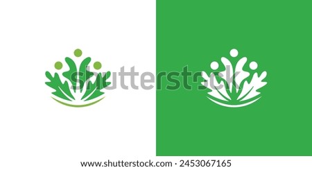 Simple Lettuce People Logo. Fresh Lettuce and People, Organic People, Salad with Minimalist Style. Vegetarian People Logo Icon Symbol Vector Design Inspiration.