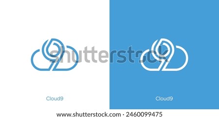 Simple Cloud9 Logo. Monogram Cloud Nine Logo, Icon, Symbol, Vector, Design Inspiration.