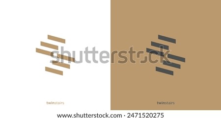 Twin Stairs Logo Designs. Letter or Initials S as Stairways with Modern Style. Staircase Architecture Interior Building Logo Design Template.