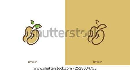 Soy Bean Logo. Natural Food and Drink, Soy Milk, Healthy Food Logo Icon, Symbol, Vector, Design Inspiration.