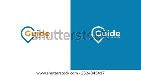 Tour Guide Logo. Simple Wordmark Guide and Location Marker Symbol. Destination Guide Logo, Icon, Symbol, Vector, Design Inspiration.