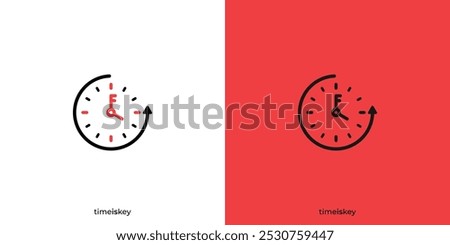 Time Key Logo. Clock and Key with Minimalist Style. Lock Time Logo, Icon, Symbol, Vector, Design Inspiration.