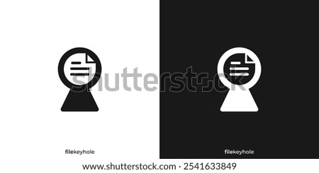 File Keyhole Logo. Keyhole and File, Folder, Document with Minimalist Style. Protect File Logo, Icon, Symbol, Vector, Design Inspiration.