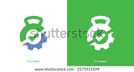 Simple Fitness Gear Logo. Dumbbell and Cog Gear Graphic Icons. Gym Logo Design Template.