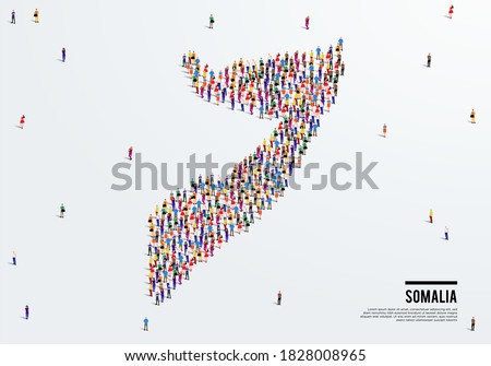 Somalia Map. Large group of people form to create a shape of Somalia Map. vector illustration.