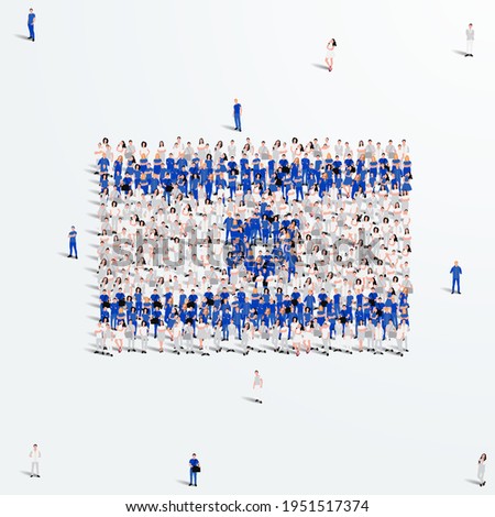Israel Flag. A large group of people form to create the shape of the Israeli flag. Vector Illustration.