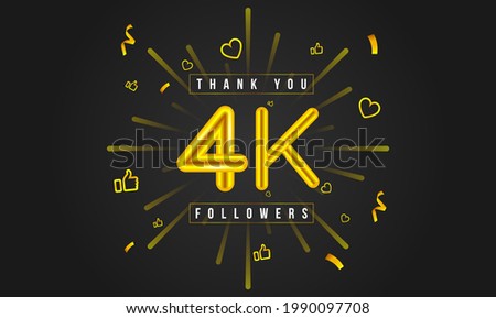 Thank you 4k followers Design. Celebrating 4000 or Four thousand followers. Vector illustration.