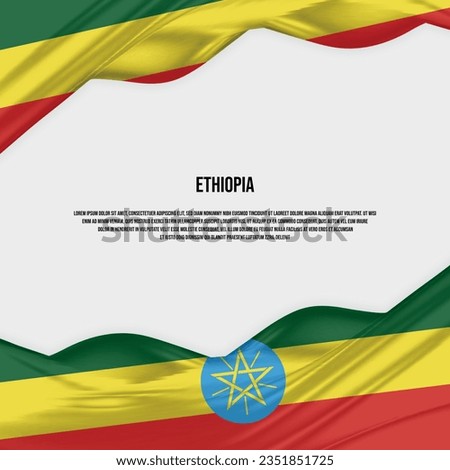 Ethiopia flag design. Waving Ethiopia flag made of satin or silk fabric. Vector Illustration.