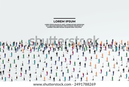 A large group of workers on white background with text space. Labour people crowd seamless background. Labor day concept. Vector illustration