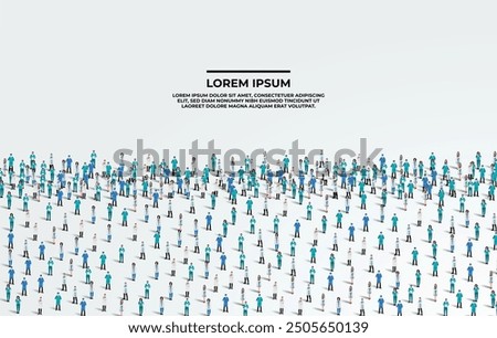 A large group of doctors on white background with space for text. Doctor people crowd seamless background. Doctors day concept. Vector illustration