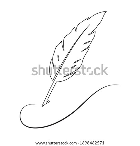 feather quill pen icon,classic stationery illustration