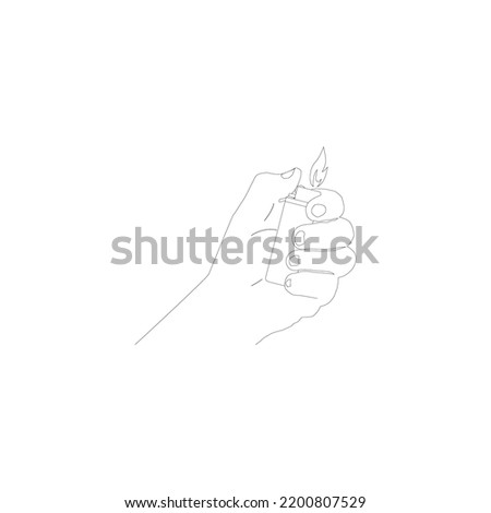 hand holding gas lighter vector illustration design