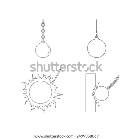 wrecking steel ball icon illustration design