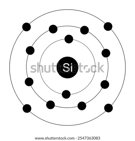 silicon periodic atom chemical symbol table icon illustration design