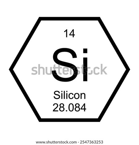 silicon periodic atom chemical symbol table icon illustration design