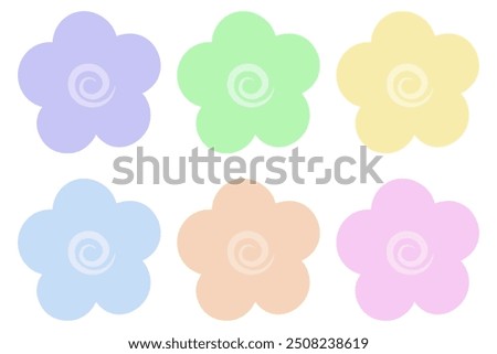 Image, Stock Photo purple flower with five petals on branch. Some unknown flower in forest in Latvia. grey blurred background.