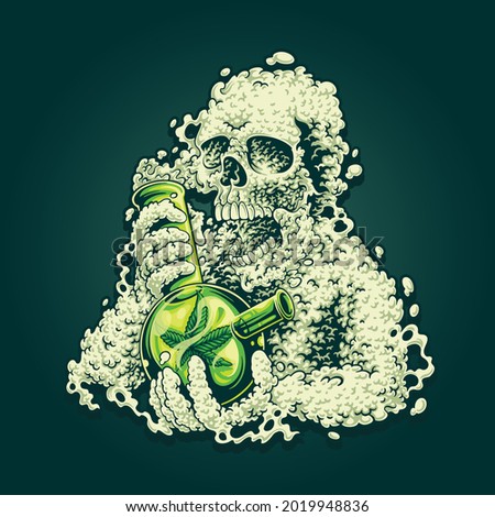 smoke skull weed bong illustration