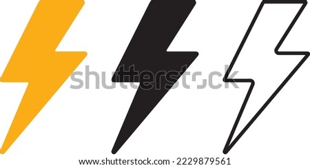 lightning bolt icon set. Electric vector icons, Bolt lightning flash icons. Flash icons collection. Bolt logo. Electric symbols. Electric lightning bolt symbols. Flash light sign.