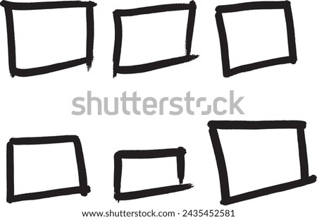 hand draw Rectangles shape. Blank Box Symbol Empty Frame. video frames design. Rectangle Icon