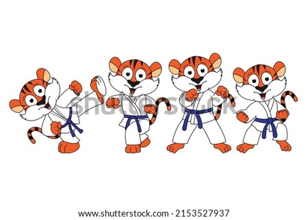 cute tiger animal cartoon karate