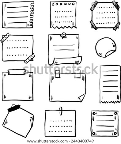 Various memo pad illustration set