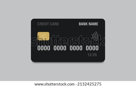 Credit card mockup. Realistic black credit card with blank surface for you design. Vector