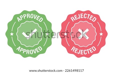 Approved and rejected label sticker icon. Vector illustration