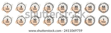 Timer, clock, stopwatch isolated set icons. Countdown timer symbol icon set. Vector illustration