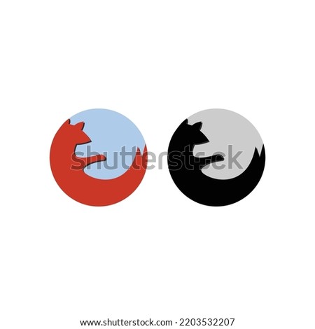 simple world and fox icon illustration design