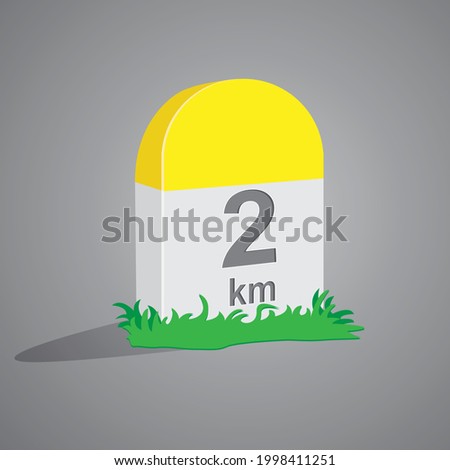 milestone vector illustration with text 2 km on ash background