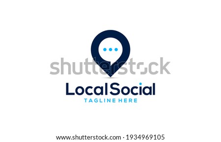 Combination logo from local or pin and chat symbol logo design concept