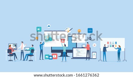 web design and mobile application design process concept with designer and developer team  collaboration  working concept