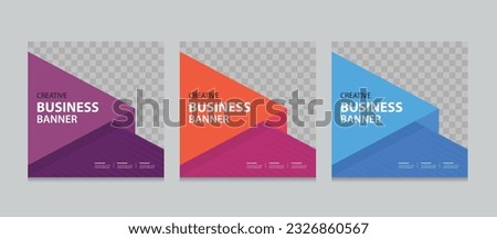 Set of Editable square business web banner design template. background gradients color. Suitable for social media post, instagram story and web ads. Vector illustration with Space to add pictures.