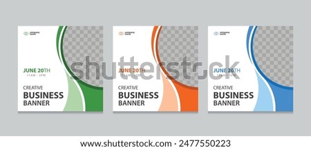 Set of Editable square business web banner design template. background gradients color. Suitable for social media post, instagram story and web ads. Vector illustration with Space to add pictures.