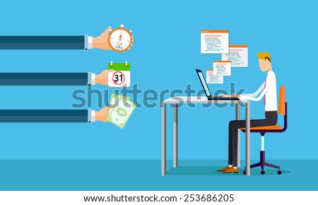 businessman working on line making earnings to business .people business cartoon character