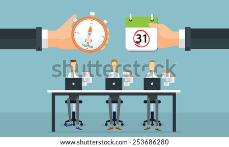 business people start up to business on working time .people business cartoon character